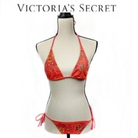 Victoria's Secret Floral Triangle Bikini Set XS - Picture 1 of 8